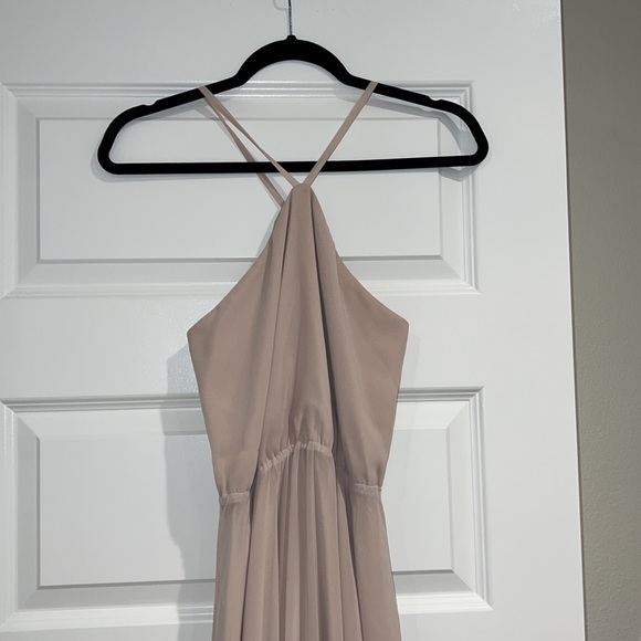 Ceremony by Joanna August Chiffon Satin Champagne Dusty Pink XS Dress - Picture 2 of 9